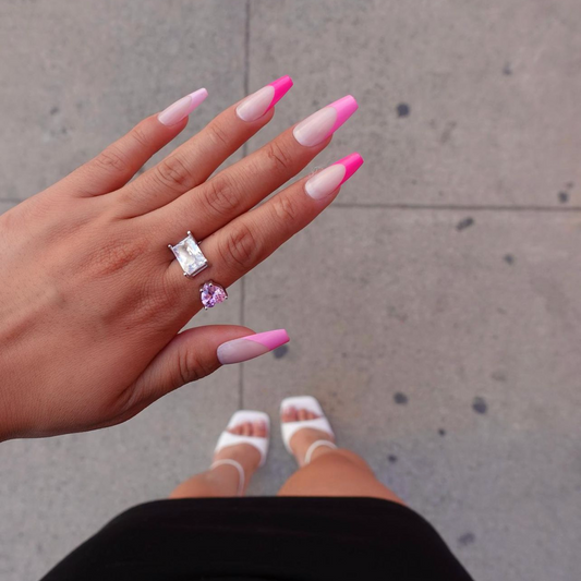 PINK OMBRE FRENCH TIPS LONG COFFIN - BHAD BARBIE