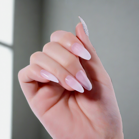 Ombre French Tip Press On Nails| Glitter French Press On Nails Short| Nail Press On| Short Almond Press On Nails| Press On Nail Almond