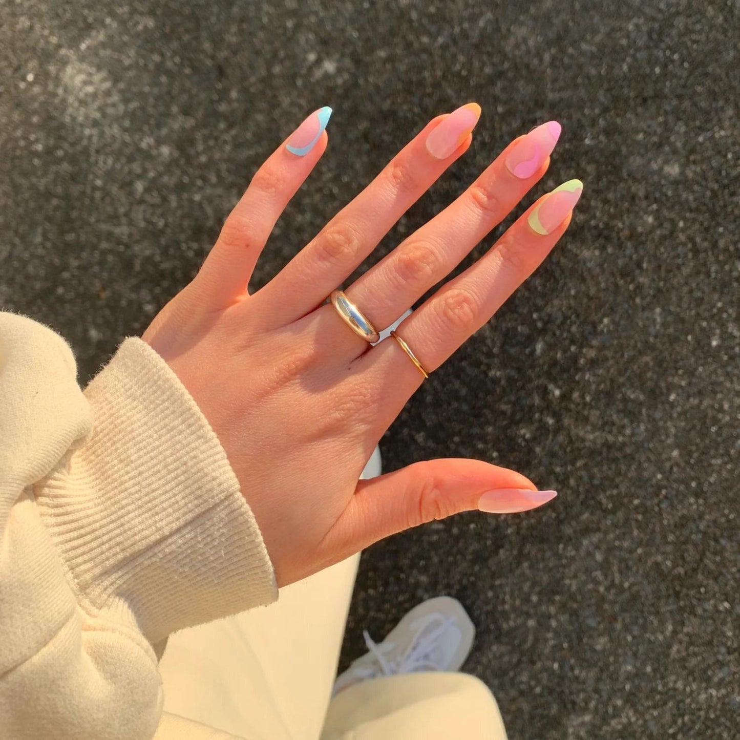 Mix-N-Match Swirl Press On Nail Almond| Press On Nails| Short Nail Press On| Press On Nails Short| Glue On Nails| Spring Summer Nails