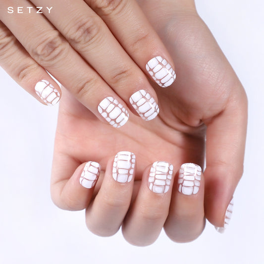 Snakeskin Print White Short Square