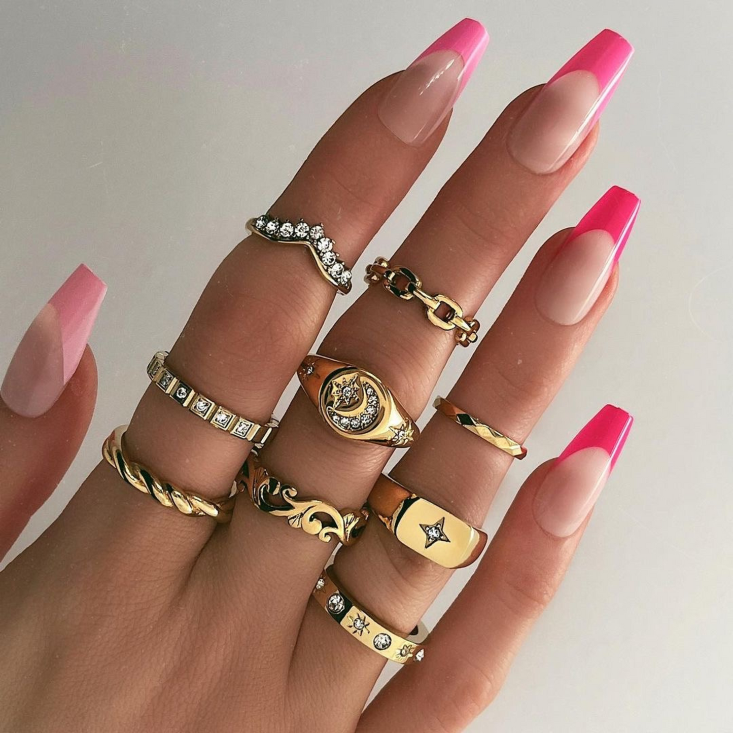 PINK OMBRE FRENCH TIPS LONG COFFIN - BHAD BARBIE