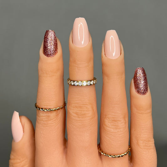 Nude and Rose Gold Glitter