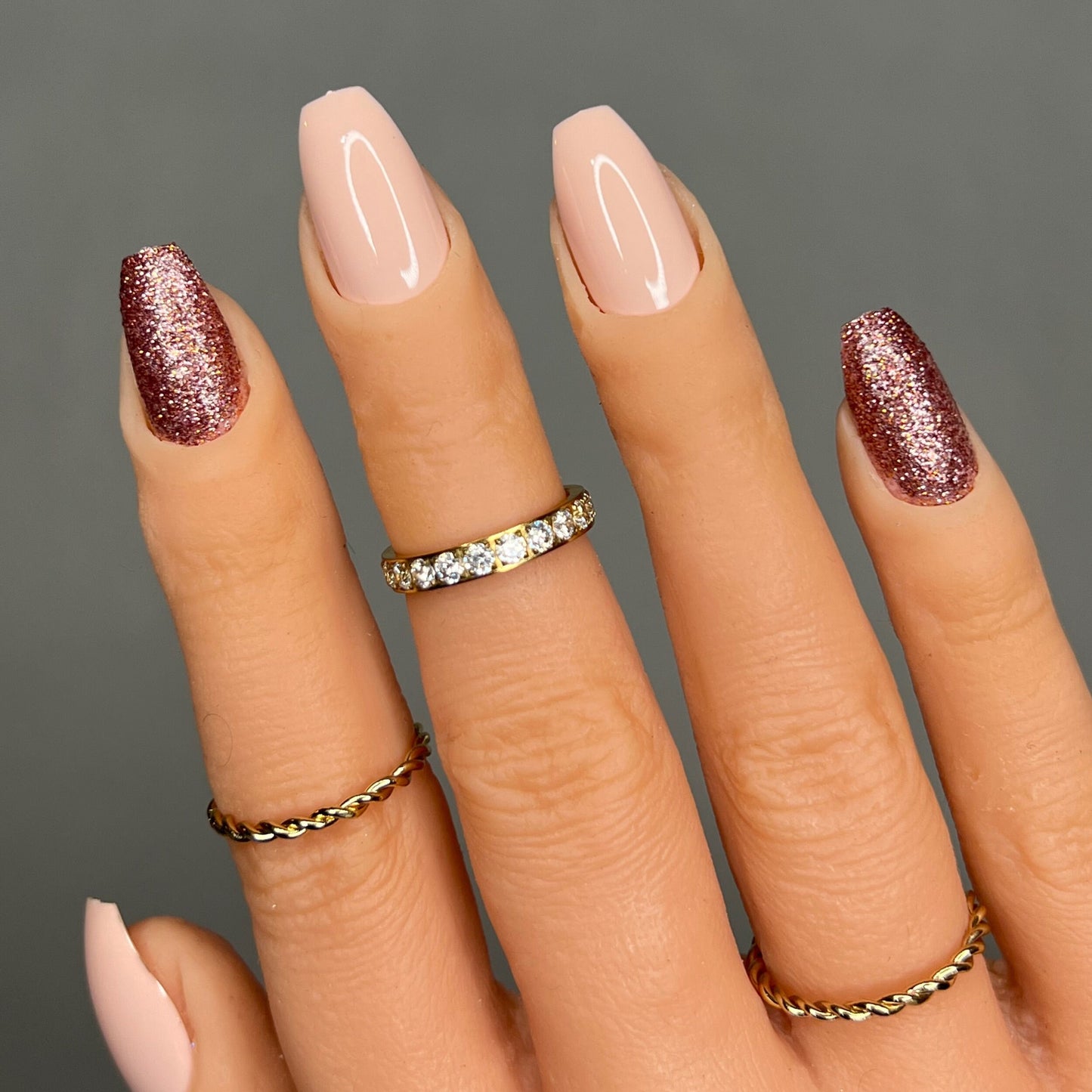 Nude and Rose Gold Glitter