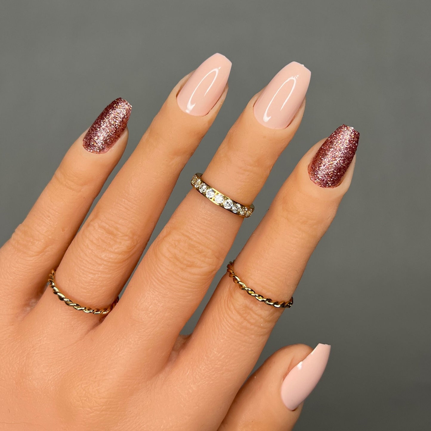 Nude and Rose Gold Glitter