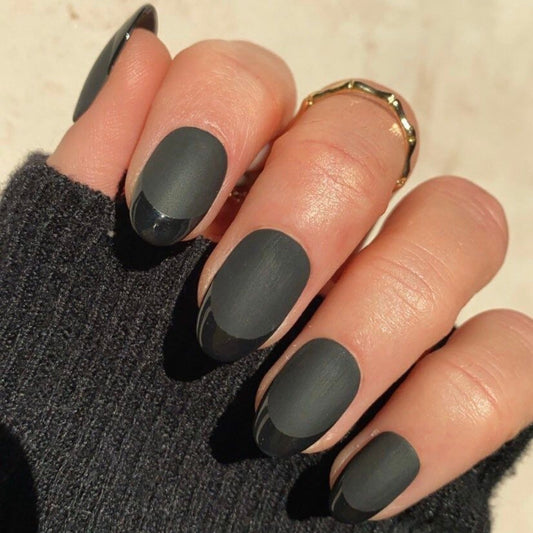 MATTE BLACK WITH GLOSSY FRENCH TIP