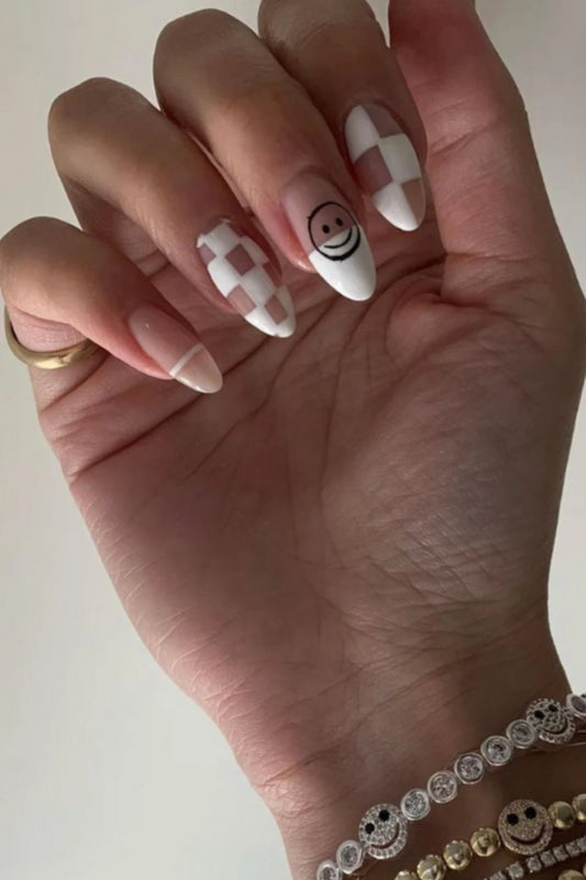 Smiley Face Checker Brown White French