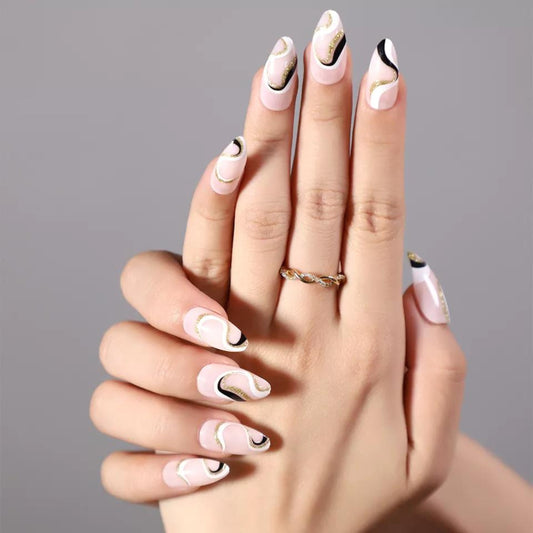 Swirl Gold Glitter Black White