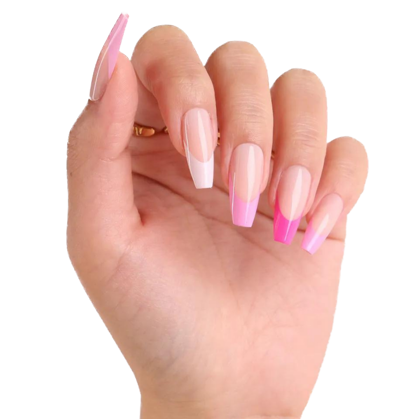 PINK OMBRE FRENCH TIPS LONG COFFIN - BHAD BARBIE