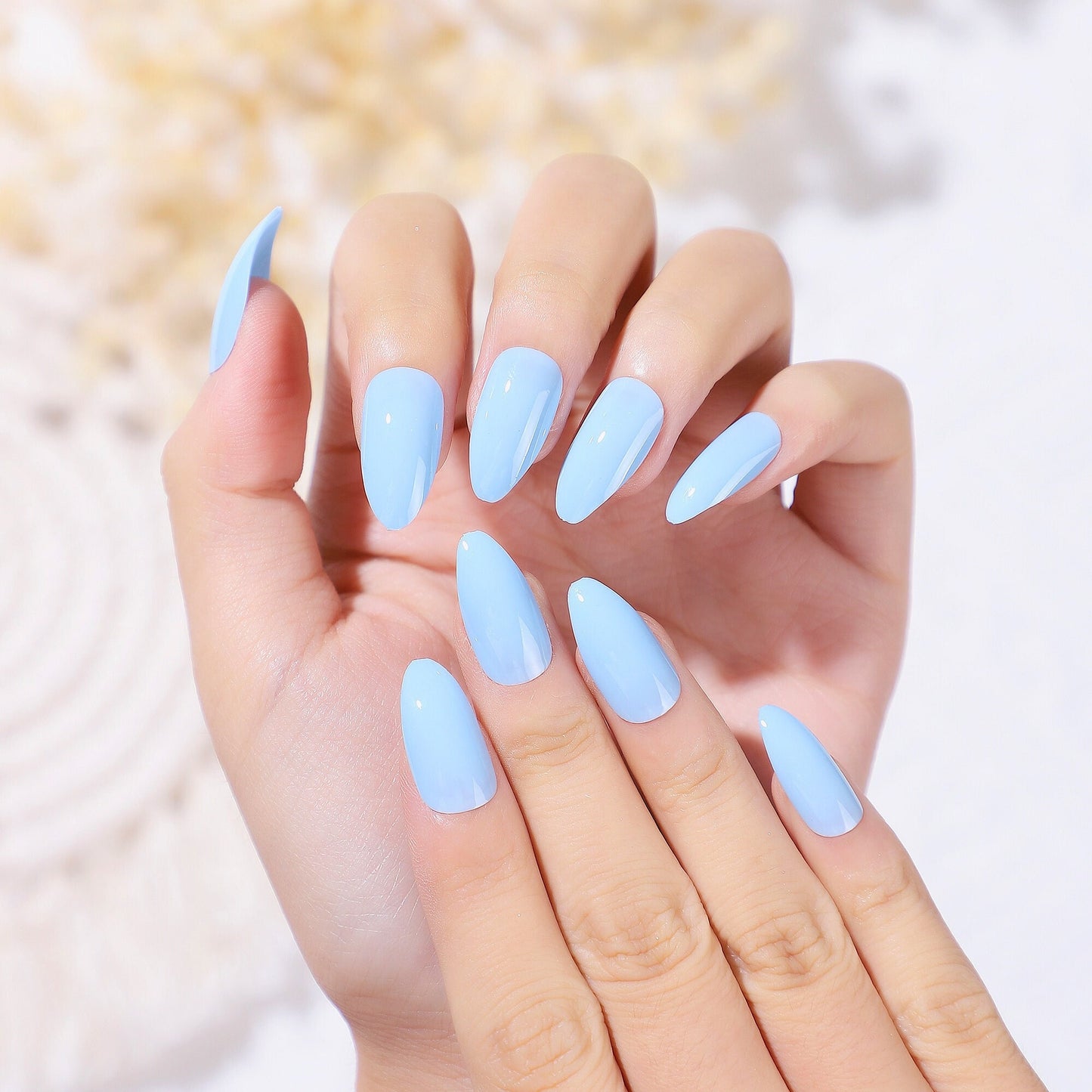 Solid Blue Press On Nails| Baby Blue Sky Blue Light Blue Nails| Press On Nails| Fake Nails| Almond Press On Nail| Press On Nail Almond