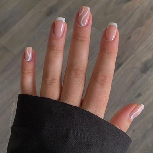 Square French With Accent Nails