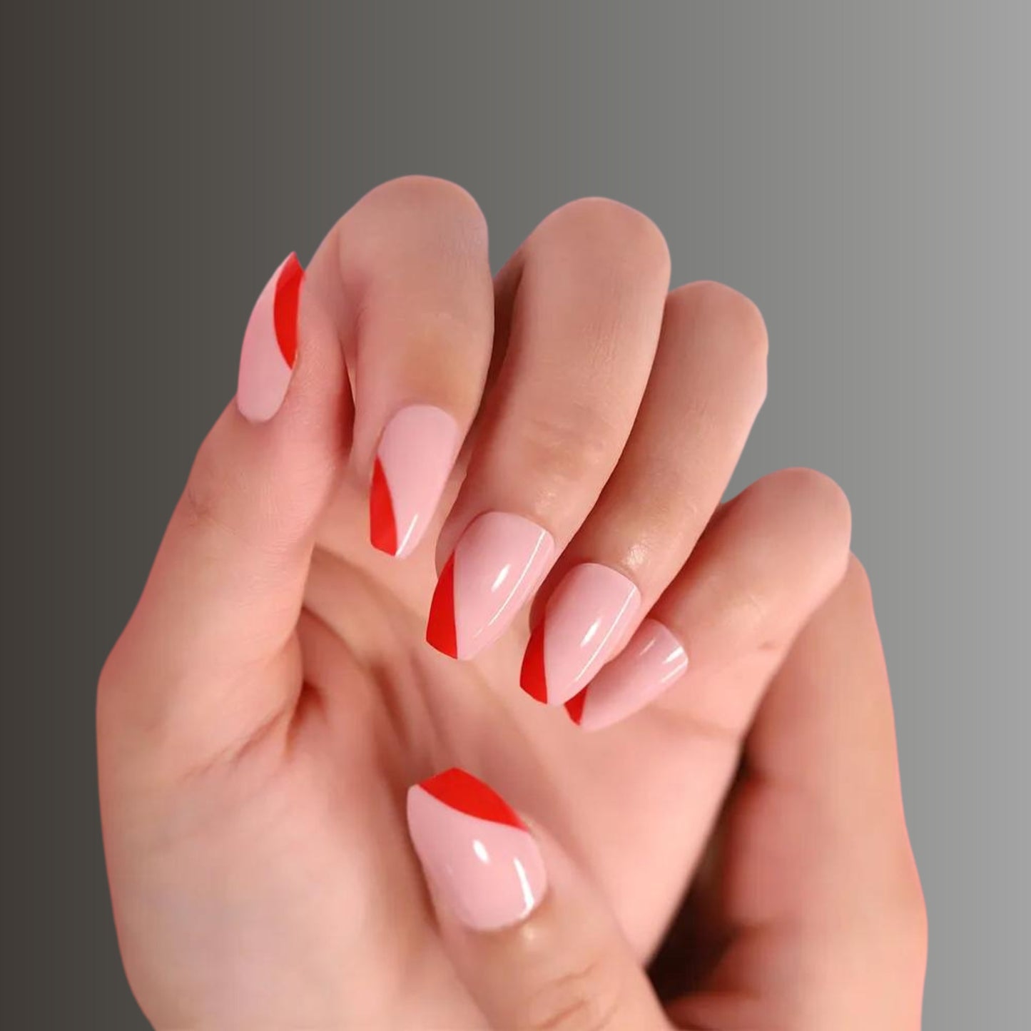 Red Angled French Tips